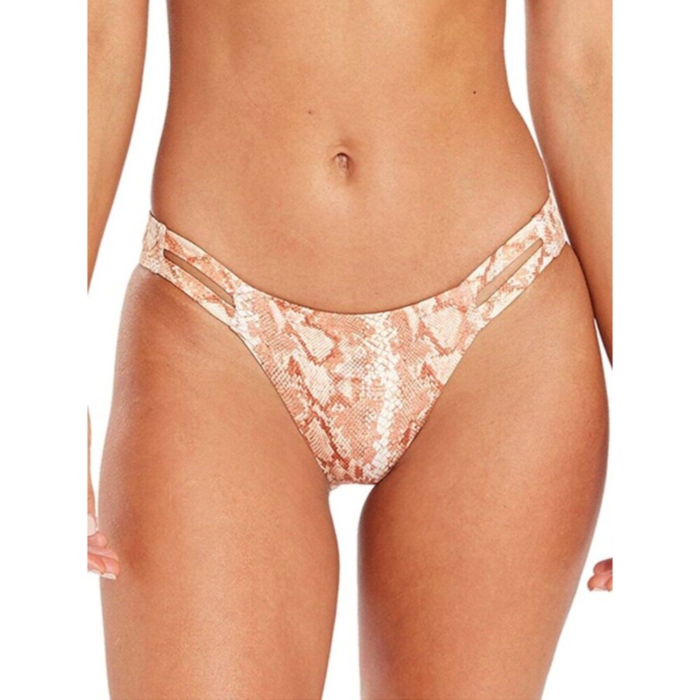 Vitamin A Neutra Sand Snake Print Bikini Hipster Swim Bottom Tan Size Medium